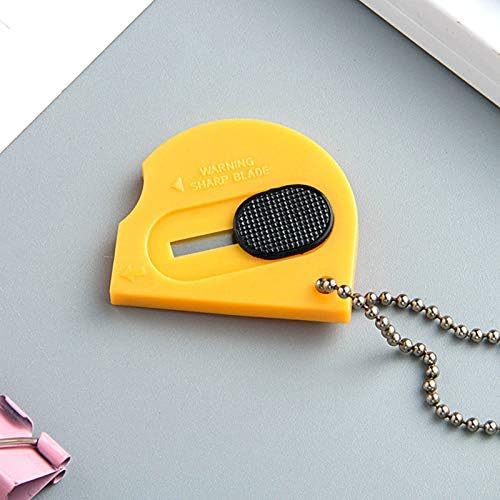 18 PCS Retractable Pocket Sized Utility Knives Box Cutter Letter Opener Handed Mini Cutter Keychain Knife Finger Friendly & Safe Package Opener(Yellow)
