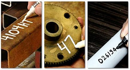 Metal Marking Paint Pen - Industrial Marker For Writing & Drawing on Steel and Metals - Washable Removable Paint Markers For Metal, Wet Erase Metal Paint, Black Paint Pen for Construction and Welders