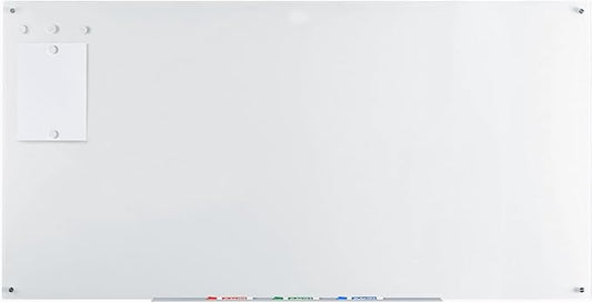 Audio-Visual Direct Magnetic Ultra White Glass Dry-Erase Board Set - 6' x 4' - Includes Magnets, Hardware & Marker Tray
