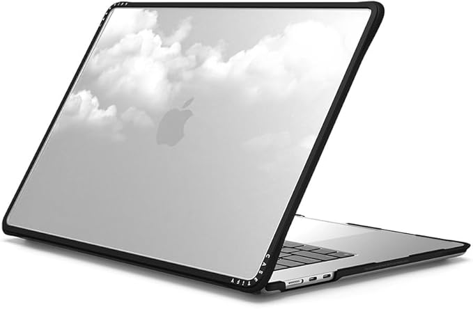 CASETiFY Impact MacBook Air 15" (2023/2024) Case [Enhanced Protective Corner Design/Ventilation Cutouts/Anti-Slip Grip] - Clouds Clear Case - Clear Black