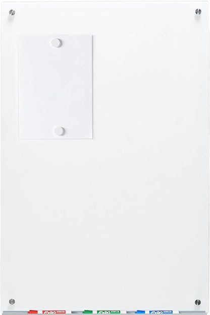 Audio-Visual Direct Magnetic Ultra White Glass Dry-Erase Board Set - 3' x 2' - Includes Magnets, Hardware & Marker Tray