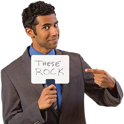 Trainers Warehouse Premium Handheld Whiteboard | Sturdy Double-Sided Dry-Erase Board with Handle | Ideal Teaching Prop for Classrooms & More (5.9" x 7.75")