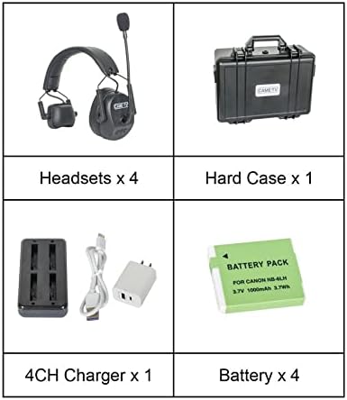 Came-TV Kuminik8 1.9GHz Wireless Intercom Headset System Noise Cancellation Zero Latency Full Duplex 4 Person Team Communication with Hardcase for Church Boating TV Film Production Drone