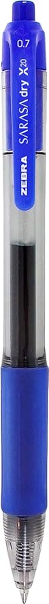 Zebra Pen Sarasa Dry X20 Retractable Gel Pen, Medium Point, 0.7mm, Blue Ink, 36-Pack