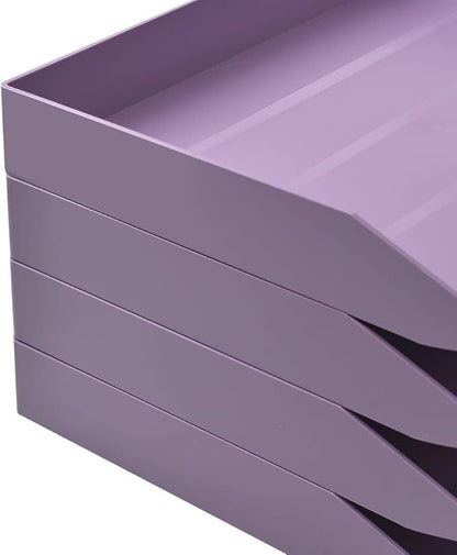 Acrimet Stackable Letter Tray 3 Tier Side Load, Plastic, Desktop File Organizer (Solid Purple Color)