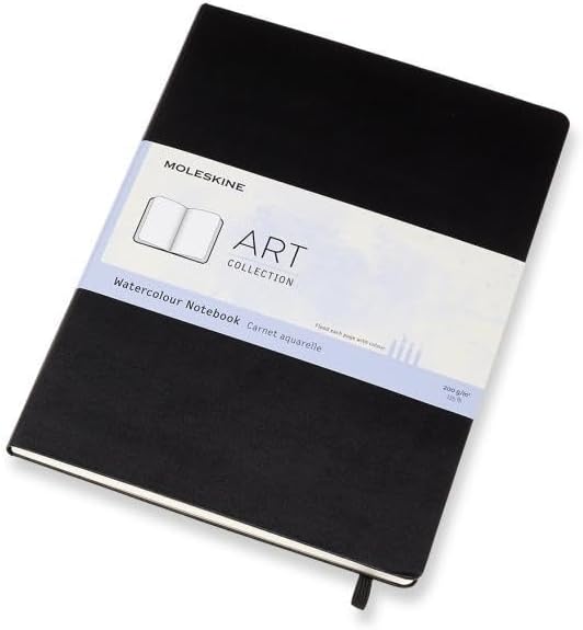 Moleskine Art Watercolor Notebook, Hard Cover, A4 (8.25" x 11.75") Plain/Blank, Black, 60 Pages