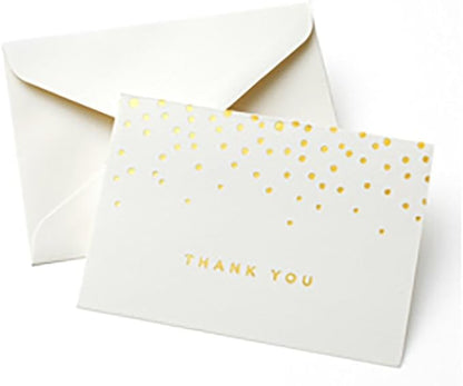 Gartner Studios Gold Foil Dots Thank You Cards, Ivory and Gold Foil Blank Thank You Notes, 3.5” x 5”, Set of 50 Blank Notecards with Envelopes (13745)
