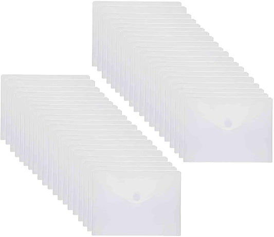 9x7 Clear Plastic Envelopes Hook Loop Closure Receipt Stickers Storage Holder 40 Pack