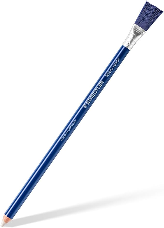 Staedtler Eraser Pencil with Brush, White, Blue, 1 Count (Pack of 2)