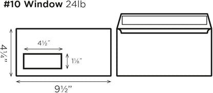 Blake Purely Everyday #10 Pack of 1000 Window Peel and Seal Envelopes (29216-76) White - 4 1/8" x 9 1/2"