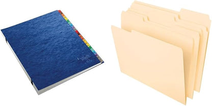 Pendaflex Daily A-Z Indexing Midnight Blue Desk File/Sorter,(11015) 1 EA & File Folders, Letter Size, 8-1/2" x 11", Classic Manila, 1/3-Cut Tabs in Left, Right, Center Positions, 100 Per Box (65213)