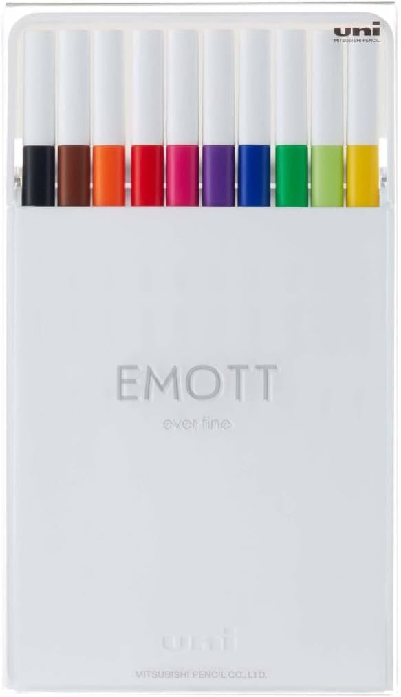 Emott Fineliner Pen Set #1, 10-Colors, Assorted