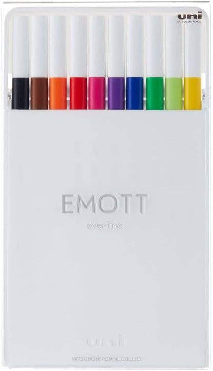 Emott Fineliner Pen Set #1, 10-Colors, Assorted