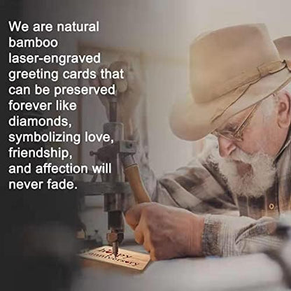 Wooden Mother's Day Card, Best Mom Ever Birthday Card,Handmade Bamboo Birthday Gifts for Mum/Her/Wife