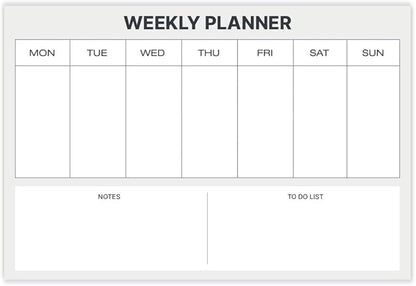 GEEKBEAR Dry Erase Refrigerator Calendar with 3 Markers - Attachable to Any Fridge with Special Suction Cups - Monthly and Weekly Designs, Acrylic - 15.7" x 10.6" (02. Modern Gray, Weekly)