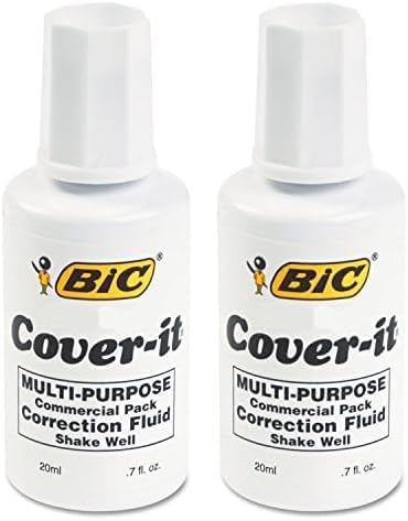 BIC Cover-It Correction Fluid, 20 Milliliter Bottle, White, 1/Each (WOC12-WE) (Pack of 2)