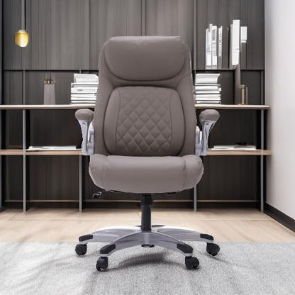 Nouhaus +Posture Ergonomic PU Leather Office Chair. Click5 Lumbar Support with FlipAdjust Armrests. Modern Executive Chair and Computer Desk Chair (Taupe)