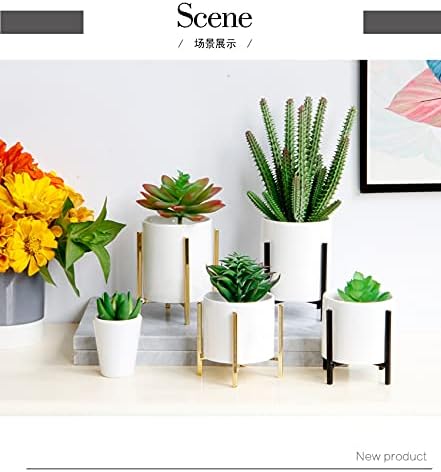 Black Pencil Cup Sturdy Metal Frame with White Ceramic Pen Holder For Desks and Kitchen Appliance holders