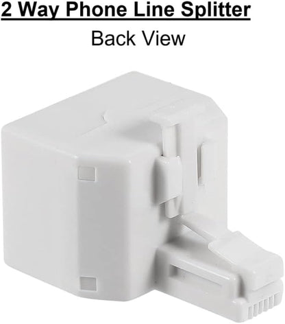 2 Way Telephone Splitter Wall Jack Adapter, 4 Pack, White, 1 Male to 2 Converter Cable RJ11 6P4C Telephone Adapter and Separator for Landline onto Wall Jack, Applied for Phone, Fax, Modem