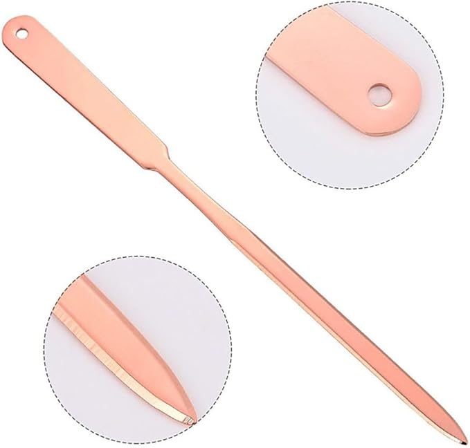 2 Pcs Stainless Steel Letter Knife Envelope Mail Opener Knife Lightweight Office Letter Opener Paper Cutting Knife Box Cutter Rose Golden