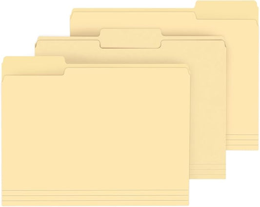 File Folder, PANDRI 120 Pack File Folder, 1/3 Cut Tab, Letter Size, Filing Folder for Office School Business, Manila