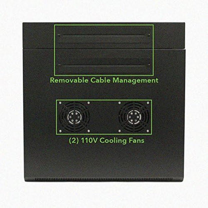 NavePoint 9U Server Cabinet with Hinged Back - 23.6” Deep, 9U Server Rack Enclosure with Locking Glass Door, Wall Mount Rack with Removable Side Panels, 9U Network Cabinet with 2 Fans, Pre-Assembled