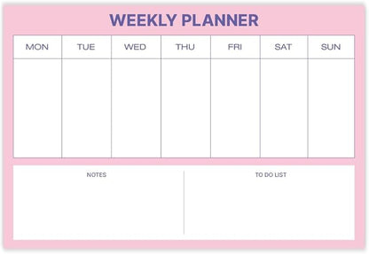 GEEKBEAR Dry Erase Refrigerator Calendar with 3 Markers - Attachable to Any Fridge with Special Suction Cups - Monthly and Weekly Designs, Acrylic - 15.7" x 10.6" (03. Modern Pink, Weekly)