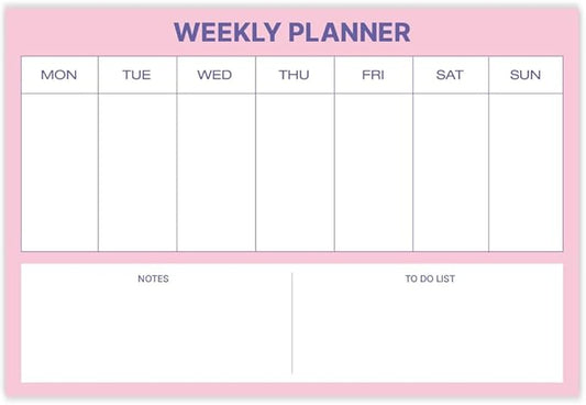 GEEKBEAR Dry Erase Refrigerator Calendar with 3 Markers - Attachable to Any Fridge with Special Suction Cups - Monthly and Weekly Designs, Acrylic - 15.7" x 10.6" (03. Modern Pink, Weekly)