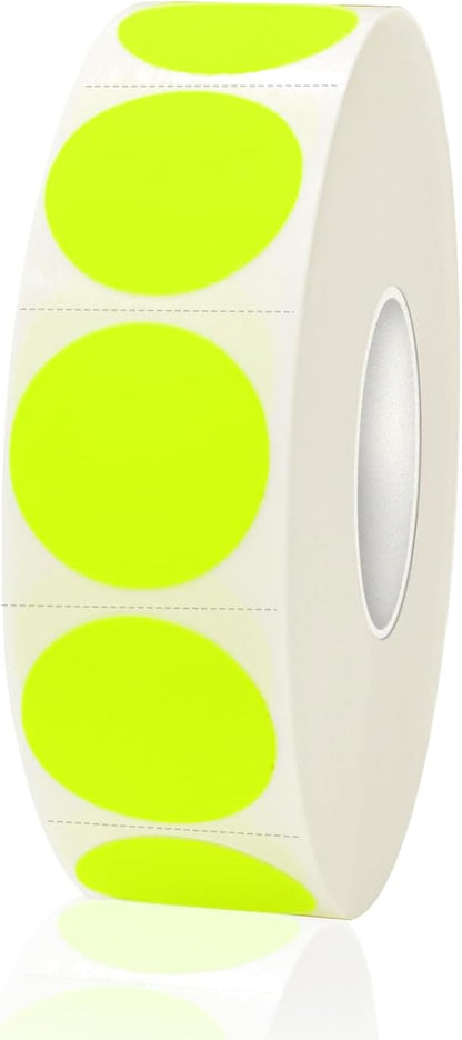 1200 Pieces 0.75 Inch Round Color Coding Label Garage Sale Stickers Yard Sale Price Stickers Permanent Adhesive Dots Stickers,Easily Writable with Perforation Line (Fluorescent Yellow)