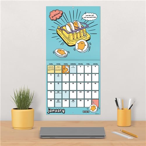 Gudetama Calendar 2025 - Deluxe 2025 Gudetama Wall Calendar Bundle with Over 100 Calendar Stickers (Sanrio Gifts, Office Supplies)