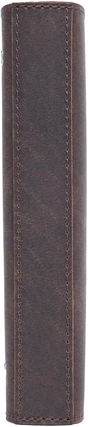 Fan&Ran Lined Leather Journal, 100 Sheets of College Ruled Paper 5.5"x8.5", 1" Rings Mini Binder, Interior Pockets, Refillable