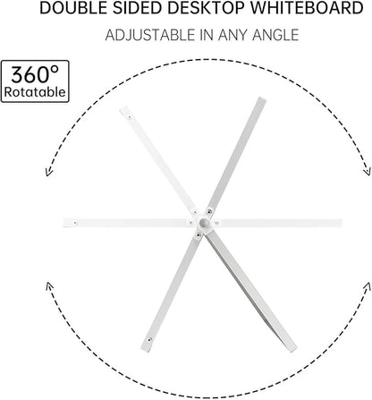 TSJ OFFICE Dry Erase White-Board - 16 X 12 Inches Double Sided Small Magnetic Whiteboard with Hooks for Wall, Portable Mini Desktop Whiteboard 360 Degrees Revolving Stand for Office, Home, School