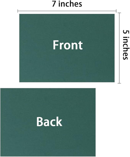 100 Pack Thick Paper Cardstock Blank Heavy Cards Stock for Invitations, Greeting Cards Making, Postcards, Photos, 250GSM Thick Paper (Dark Green, 5x7 inches)