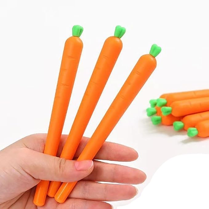 YYaaloa 12pcs Carrot Gel Ink Pens 0.5 mm Black Ink Novelty Pens for Child, Women Coworkers Kids Office School Home Wedding Bridal Shower Gifts Party Supplies (Carrot pens 12pcs)