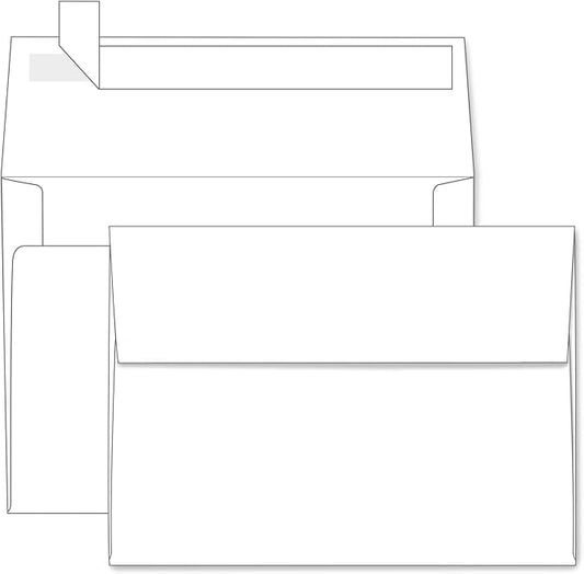 A7 White Self Seal Envelopes 100 Pack, Goefun Printable Envelopes for 5x7 Cards, Invitations, Weddings, Graduation, Photos, Baby Shower| 5.25 x 7.25 inches,120GSM