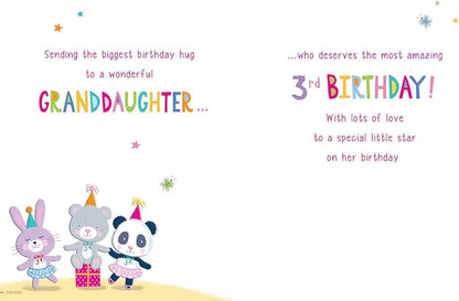 Regal Publishing Juvenile Birthday Card Age 3 Granddaughter - 9 x 6 inches -