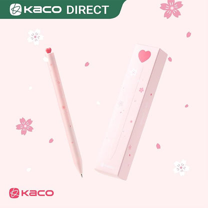 Kaco FIRST Gel Pens Cute Stationery, Pack of 2 Pieces Heart Pen Set with Extra 4 Black Refills (2 Pink)