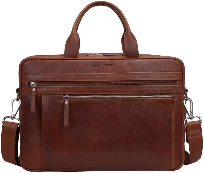 Marc Peter Laptop Bag Los Angeles I Leather Shoulder bag for 15.6 inch Laptop I Briefcase for men and women