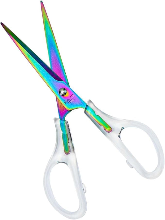 Acrylic Scissors Rainbow Scissors 6.5" Clear Scissors Metal Blades Office Cutting Shears for Craft Supplies Desk Accessories