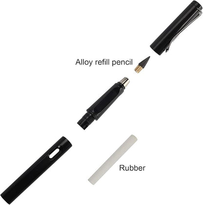 8Pcs Infinity Forever Pencil Christmas Gifts - 0.7mm Infinite Everlasting Metal Inkless Pencils Set with Eraser, No Need Sharpened, Replace Mechanical Pen for Sketch, Drawing and Writing