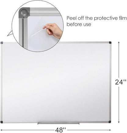 XIWODE Magnetic Dry Erase Board，Whiteboard for Wall, 24 x 48 inches, Whiteboard Marker Board Writing Board，Silver Aluminum Frame, Durable,Whiteboard for Home School & Office