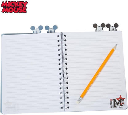 Innovative Designs Disney Mickey Mouse Journal Notebook, Spiral Bound, 96 Lined Pages, 8 x 7 inches, Grey
