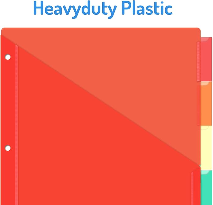 Forvencer 15 Count Dividers with Pockets, 5 Tab Dividers for 3 Ring Binder with Pockets, Subject Dividers with Pockets, Premium Quality Notebook Dividers with Pockets, Multicolor, 3 Sets