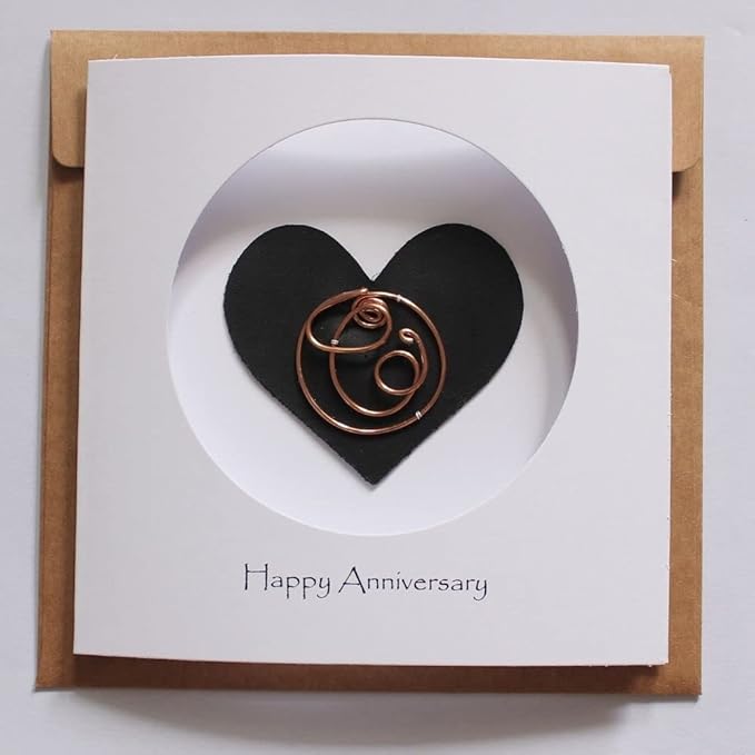 Personalized Initial Copper Card, Copper Initial, Anniversary Card for Her, Couple, Gift for Her (C)