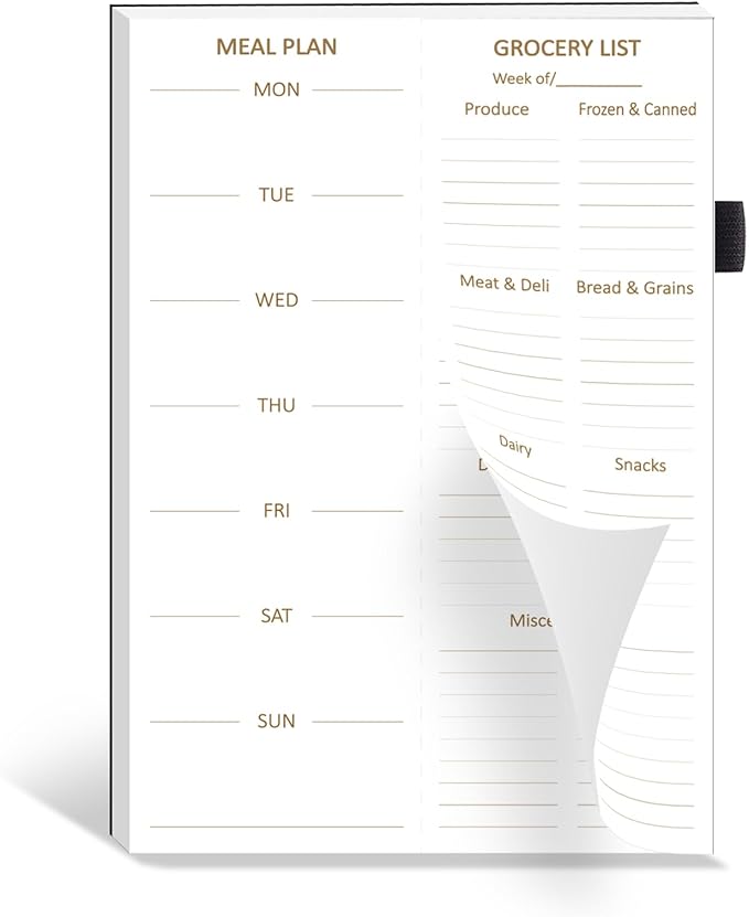 Weekly Meal Planner and Grocery List Magnetic Notepad. 10" x 7" Meal Planning Pad with Tear Off Shopping List. Family Dinner Menu & Meal Prep Plan. 52 Sheets