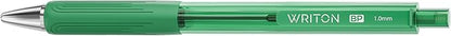 Writon Retractable Ballpoint Pens, Triangle Grip and Barrel, 1.0mm Medium Point, Green Ink, 12 Pack