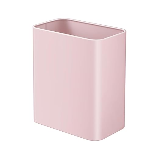 TIPGO Small Metal Trash Can, 2.1 Gallon Slim Trash Can for Bathroom, Wastebasket Garbage Bin for Bedroom, Office, Kitchen, Under Sink (Pink)