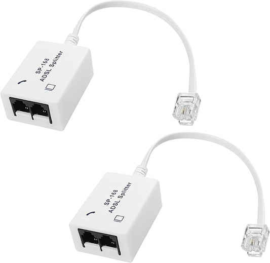 XMSJSIY DSL Filter Splitter ADSL Splitter for Telephone Line 1 to 2 RJ11 6P4C/6P2C Male to Dual Female Telephone Modem Converter Adapter for Fax Machine -2 Pcs