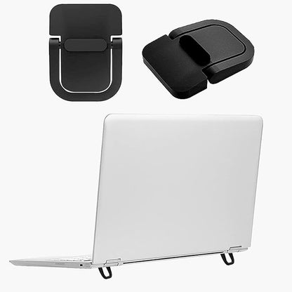 2Pcs Self-Adhesive Keyboard Stand for Desk, Portable Laptop Kickstand, Adjustable Laptop Stand Riser Feet Aluminum Stable for MacBook, 10-18" Laptop, iPad(Black)