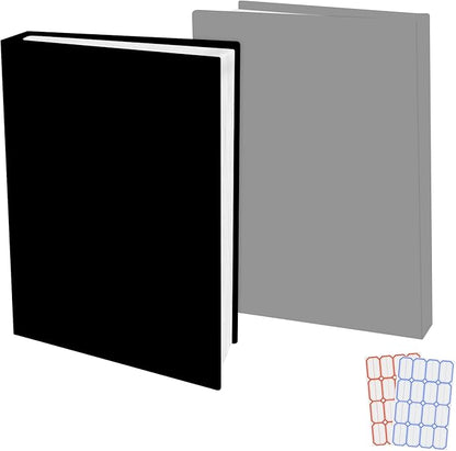 2 Pack Stretchable Jumbo Book Covers, Washable Durable Reusable Book Protector fits Hardcover Textbooks up to 9" X 12" Office Supplies with Free Sticker Labels (Grey + Black)